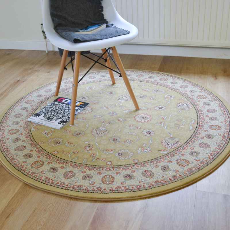 Noble Art Traditional Bordered Circle Rugs 6529 790 in Gold