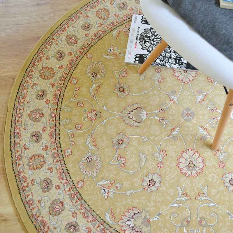 Noble Art Traditional Bordered Circle Rugs 6529 790 in Gold