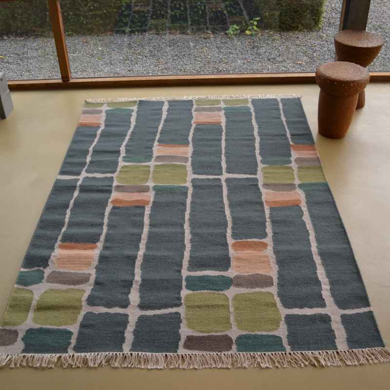 Stack Wool Rugs in Blue 48507 by Brink and Campman