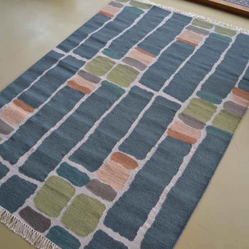Stack Wool Rugs in Blue 48507 by Brink and Campman