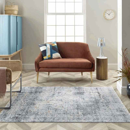 Ella Abstract Distressed Rugs 6817A in Beige Grey