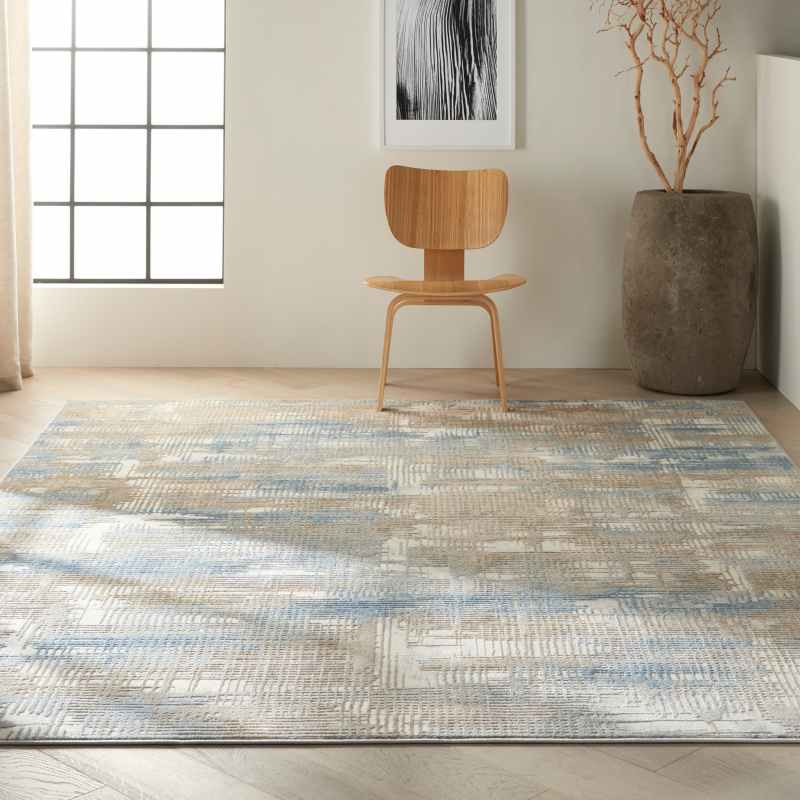 Calvin Klein Rush Designer Abstract Rugs CK951 Blue Beige