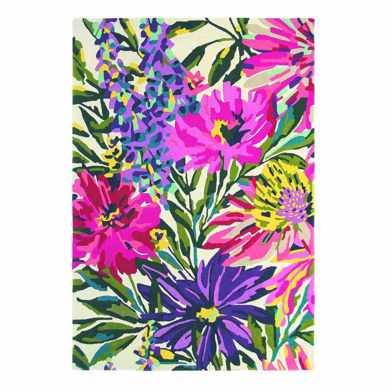 Floreale Rugs 44905 Modern Floral Bright Wool Rugs in Fuschia