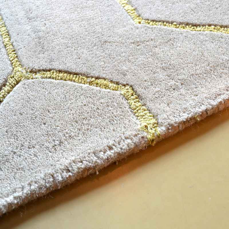 Arris Geometric Wool Rugs 37304 in Grey and Gold by Wedgwood