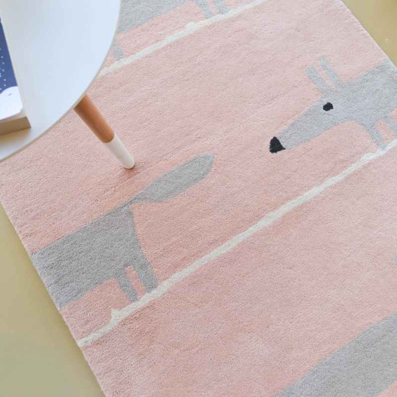 Scion Mr Fox Wool Rugs 25302 Blush Pink