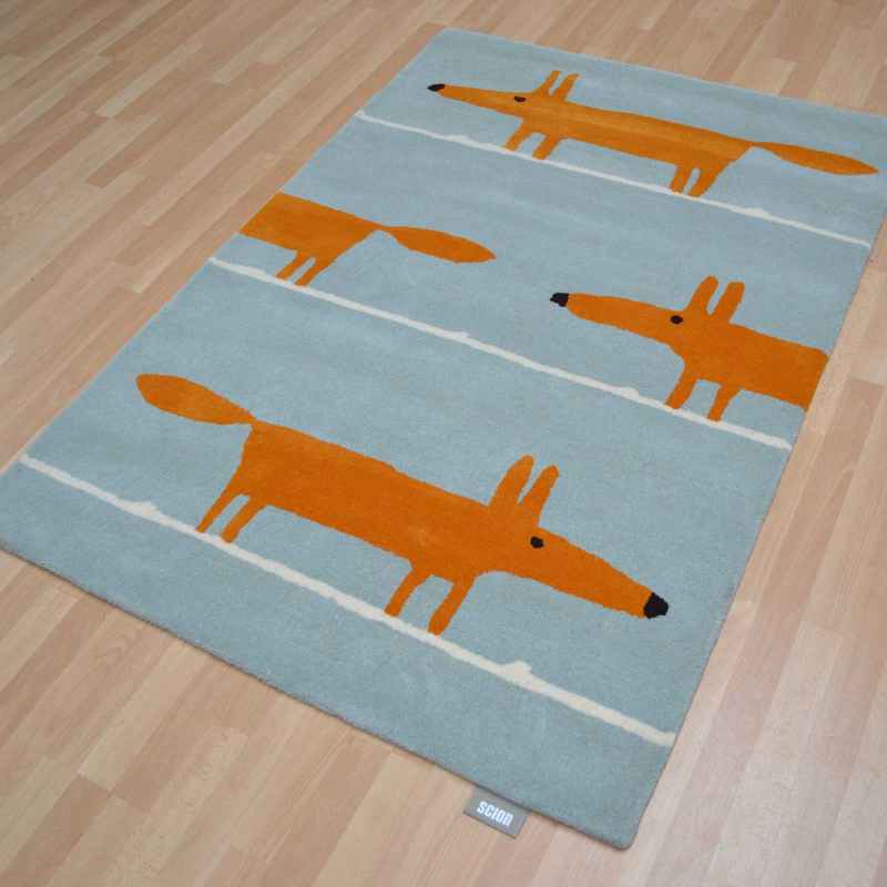 Scion Mr Fox Wool Rugs 25308 Aqua Blue