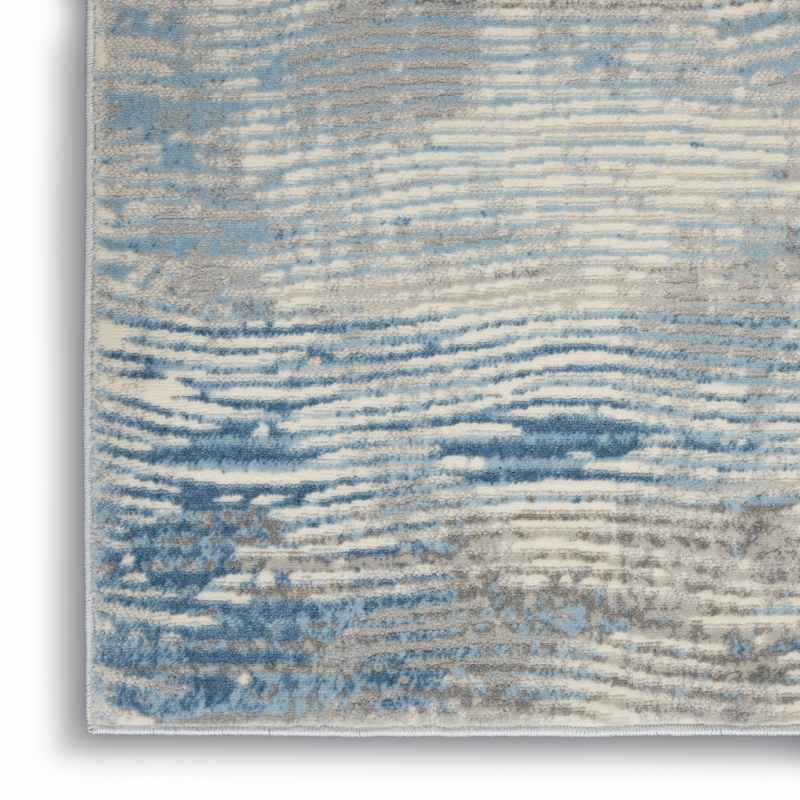 Solace Designer Print Rugs SLA01 in Ivory Grey Blue by Nourison