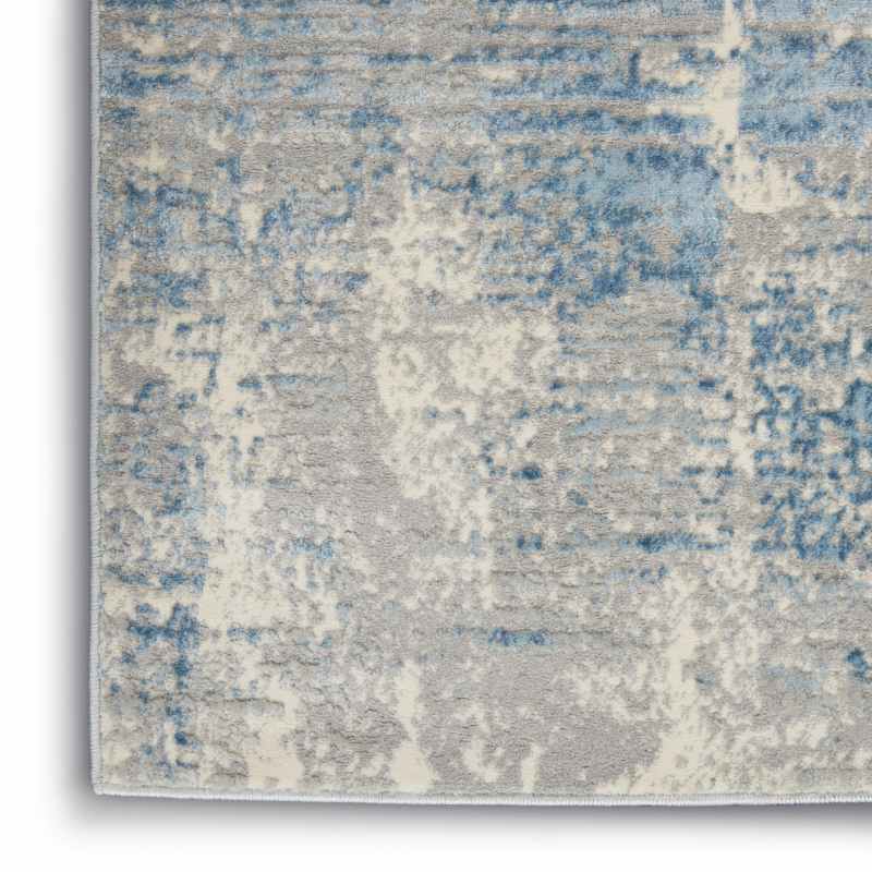 Solace Designer Print Rugs SLA02 in Ivory Grey Blue by Nourison