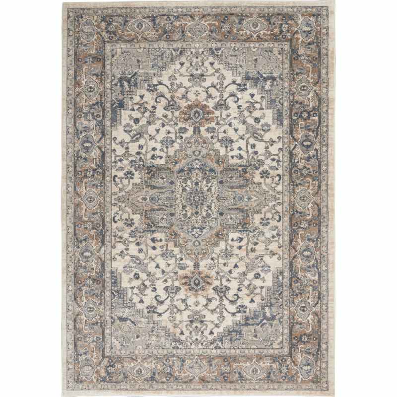 Quarry QUA05 Traditional Distressed Rugs by Nourison in Ivory Grey