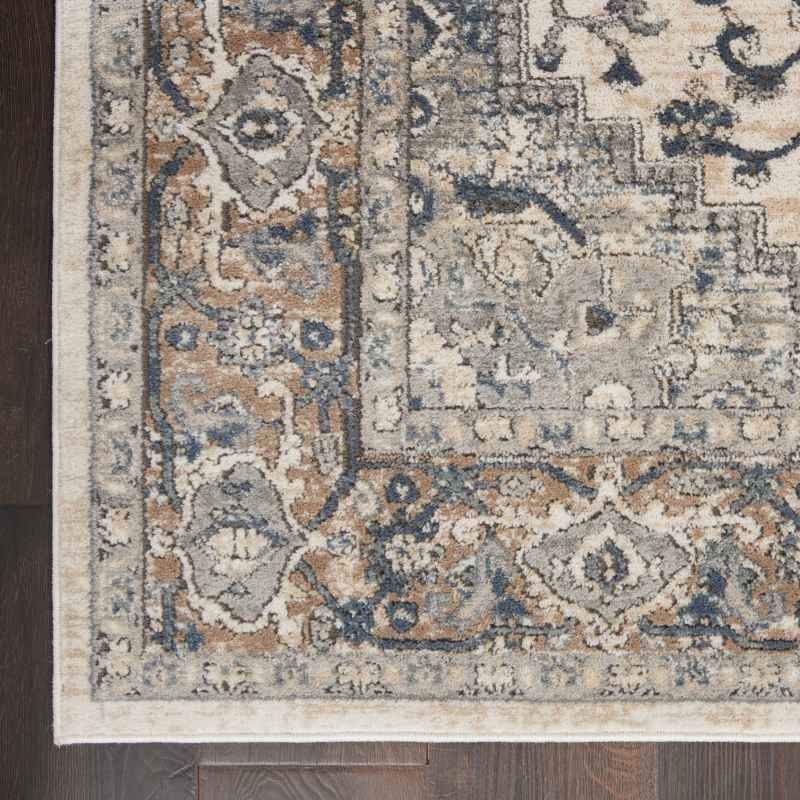 Quarry QUA05 Traditional Distressed Rugs by Nourison in Ivory Grey