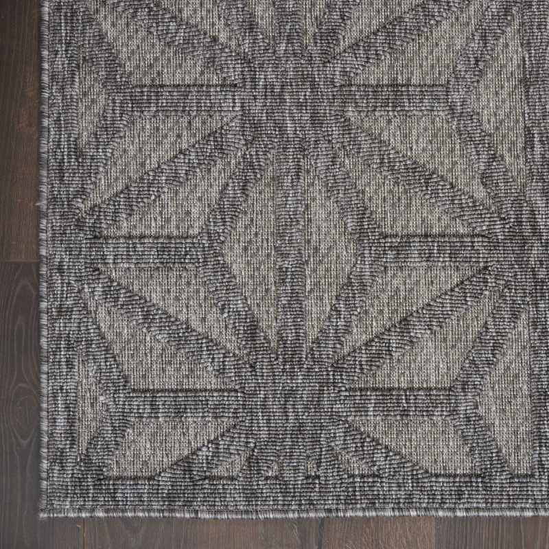 Cozumel CZM01 Indoor Outdoor Geometric Rugs in Dark Grey