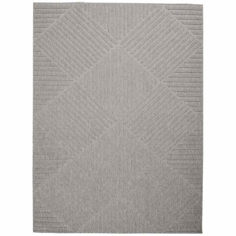 Cozumel CZM05 Indoor Outdoor Geometric Rugs in Light Grey