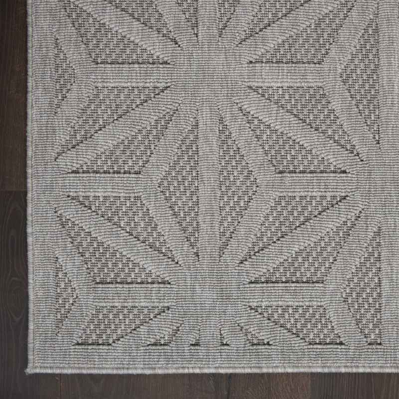 Cozumel CZM01 Indoor Outdoor Geometric Hallway Runner Rugs in Light Grey