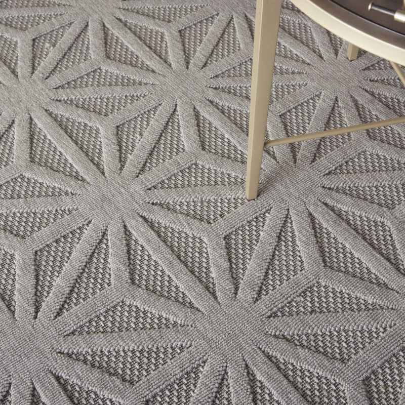 Cozumel CZM01 Indoor Outdoor Geometric Hallway Runner Rugs in Light Grey