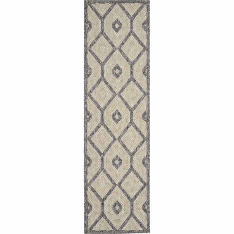 Cozumel CZM02 Indoor Outdoor Geometric Hallway Runner Rugs in Cream