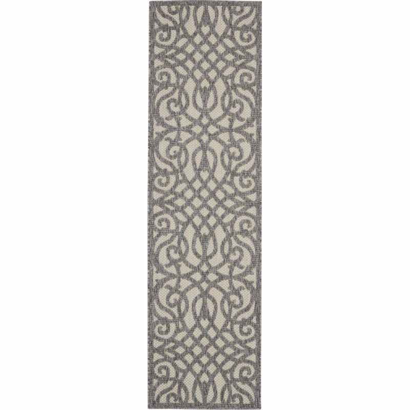 Cozumel CZM04 Indoor Outdoor Modern Hallway Runner Rugs in Cream Grey