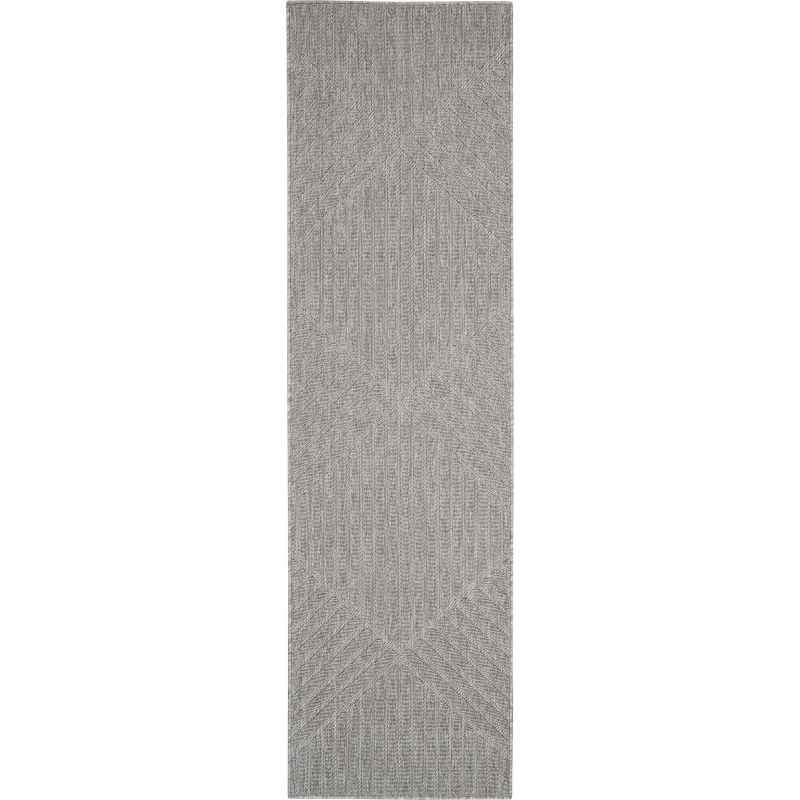 Cozumel CZM05 Indoor Outdoor Geometric Hallway Runner Rugs in Light Grey