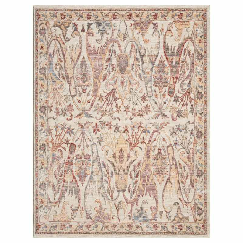 Alia 697GC Traditional Border Rugs in Beige Rose Pink