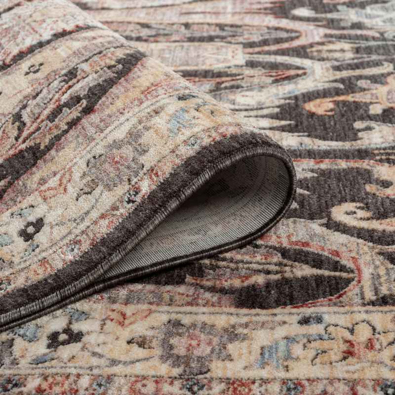 Alia 697GL Traditional Border Rugs in Anthra Cream White