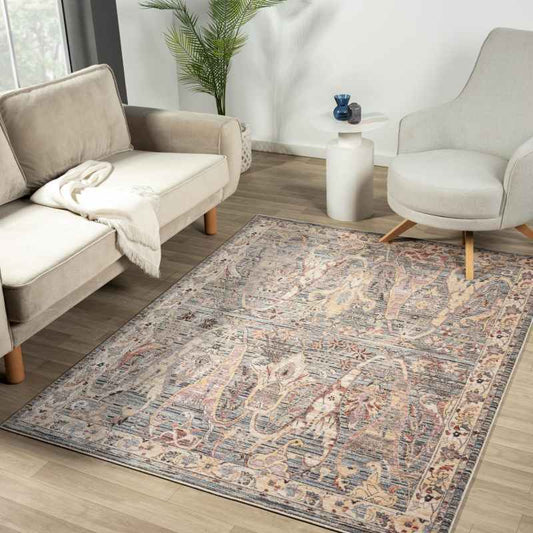 Alia 697GH Traditional Border Rugs in Light Blue Anthra