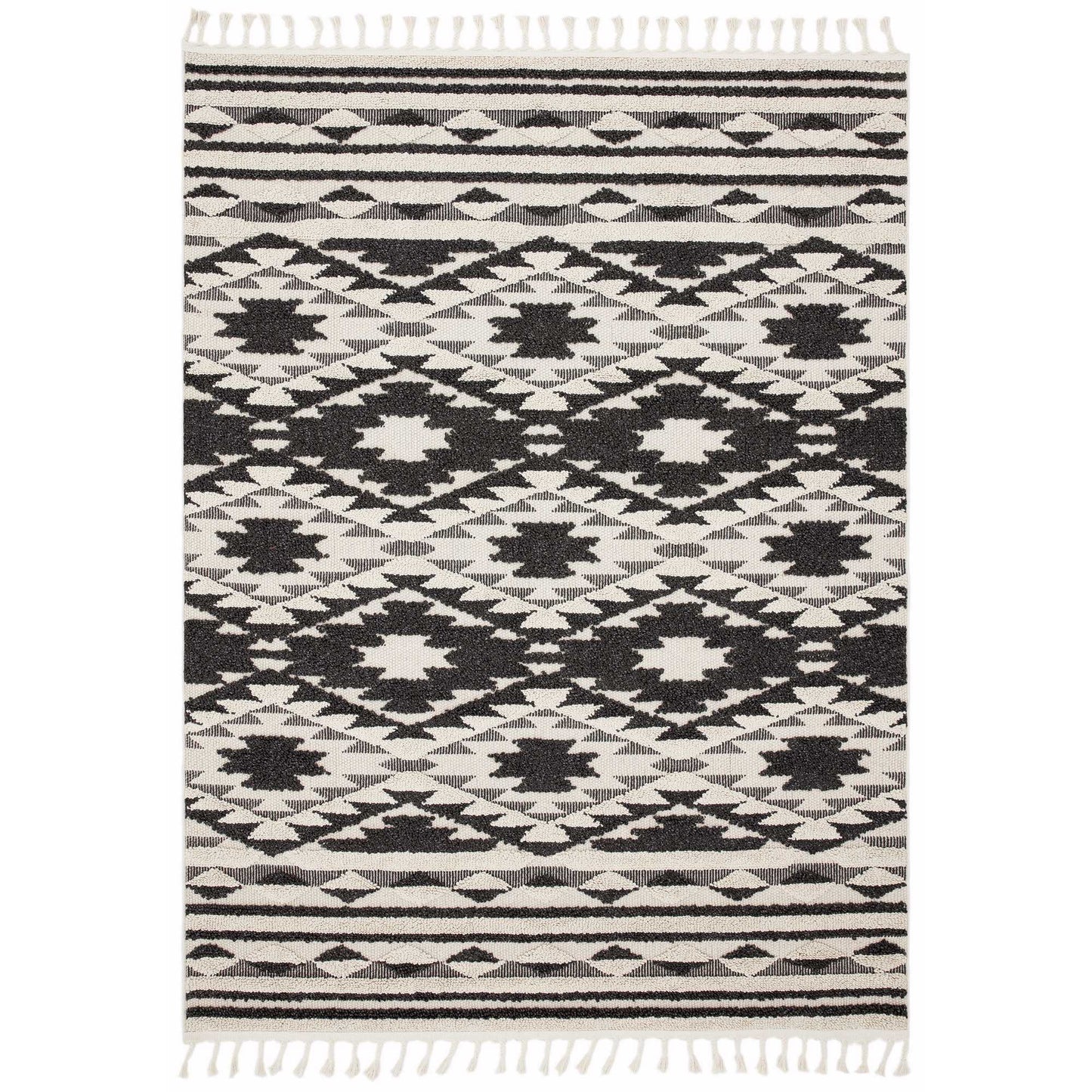 Taza Boho Scandi Rugs in TA04 Black