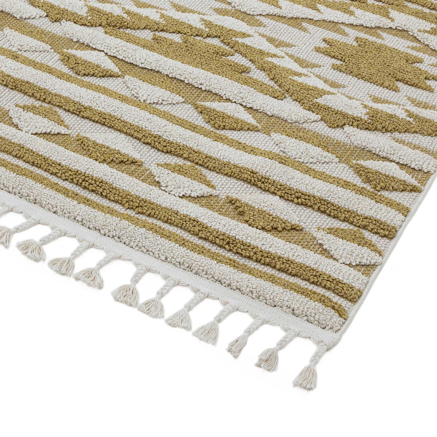 Taza Boho Scandi Hallway Runner Rugs in TA02 Ochre Yellow