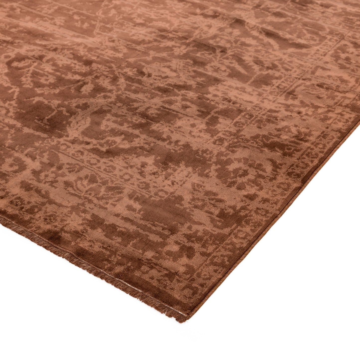 Zehraya Abstract Persian Distressed Rugs in ZE05 Rust Orange