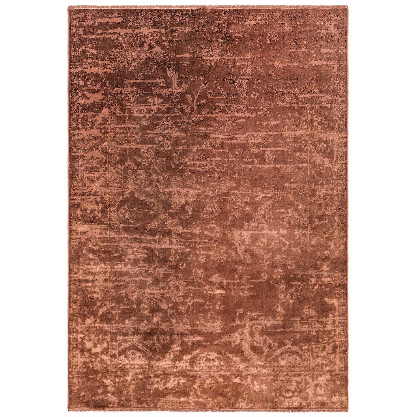 Zehraya Abstract Persian Distressed Rugs in ZE05 Rust Orange