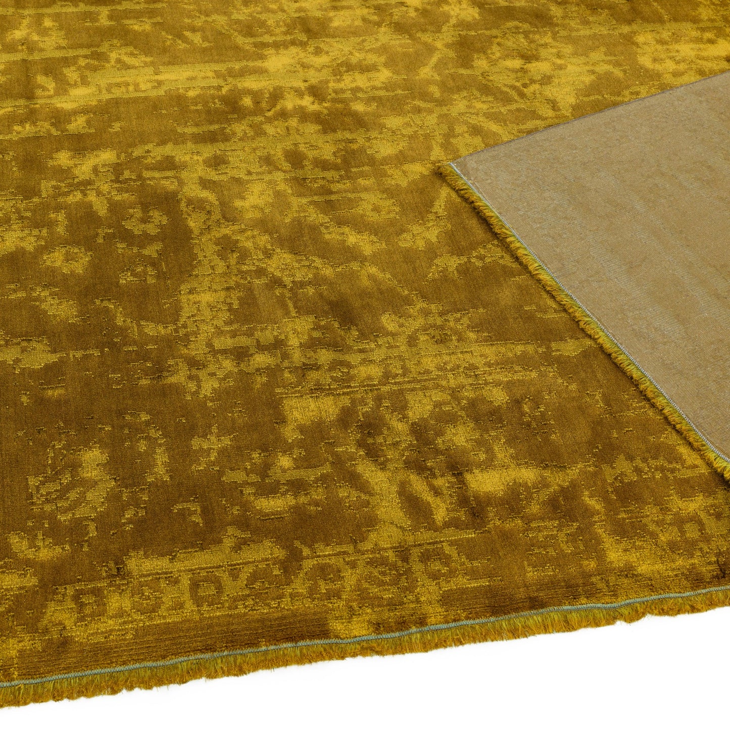 Zehraya Abstract Persian Distressed Rugs in ZE09 Gold Yellow
