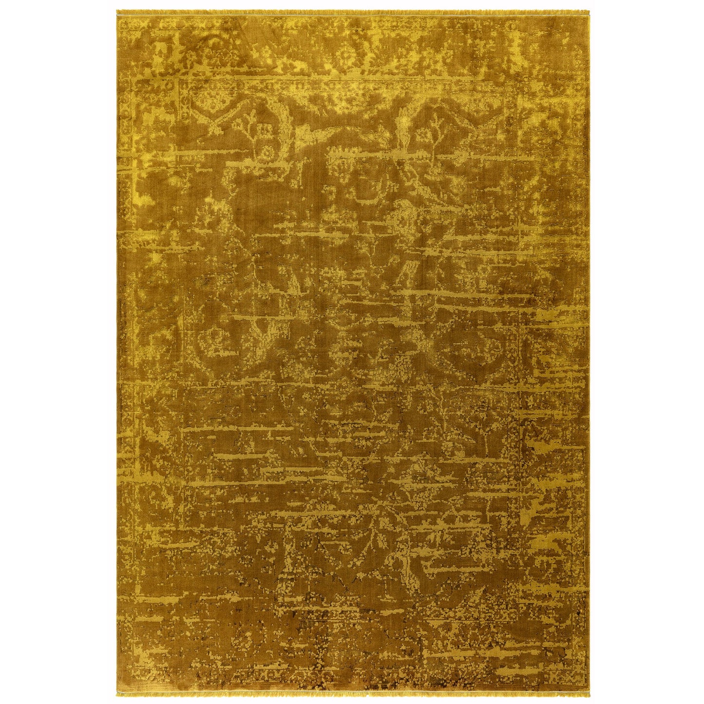 Zehraya Abstract Persian Distressed Rugs in ZE09 Gold Yellow