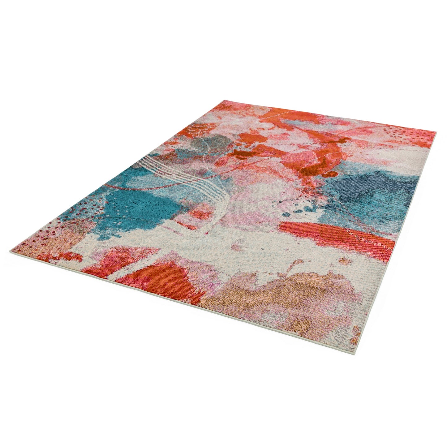 Amelie Sundown Abstract Rugs in AM06 Blue Orange Multi