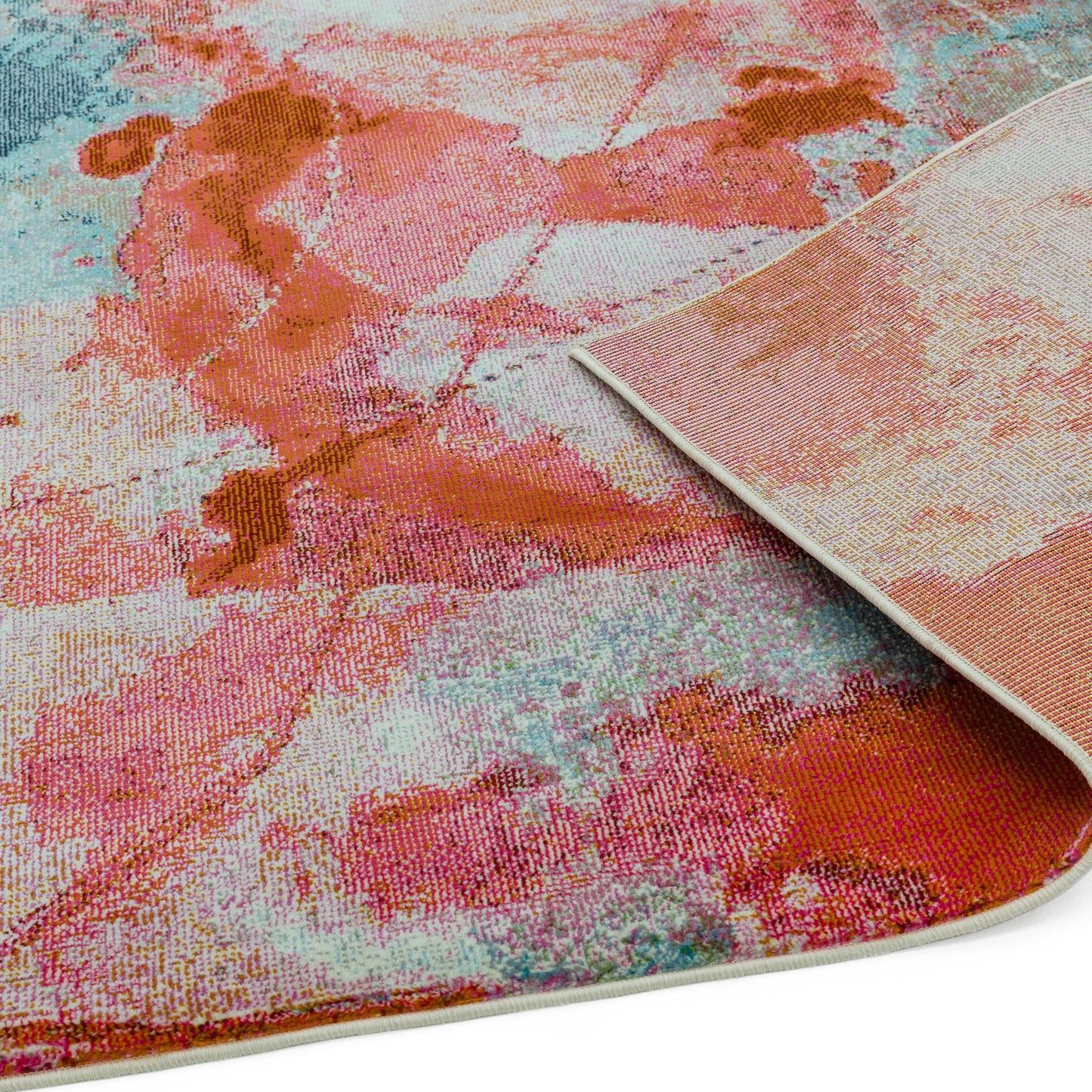 Amelie Sundown Abstract Rugs in AM06 Blue Orange Multi