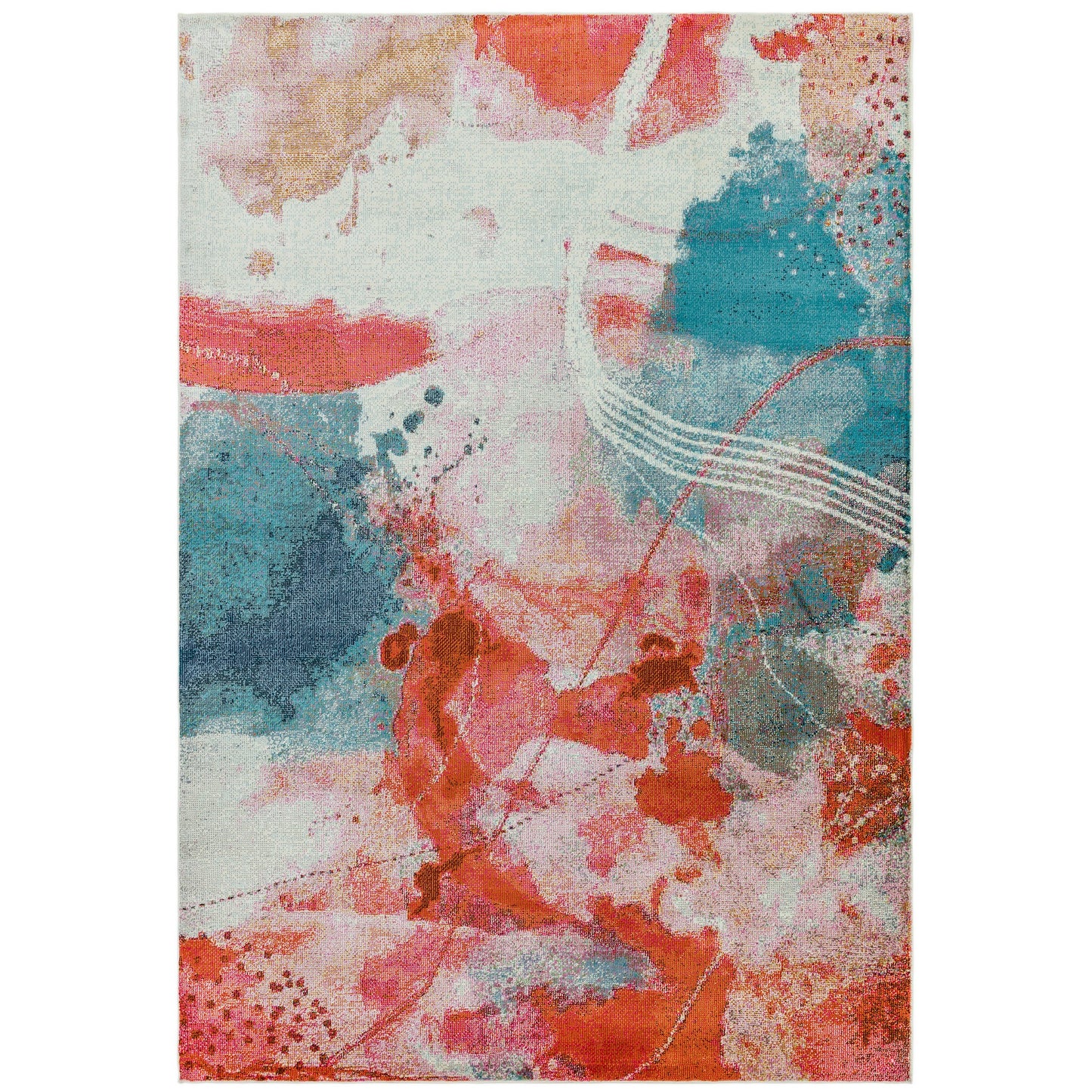 Amelie Sundown Abstract Rugs in AM06 Blue Orange Multi