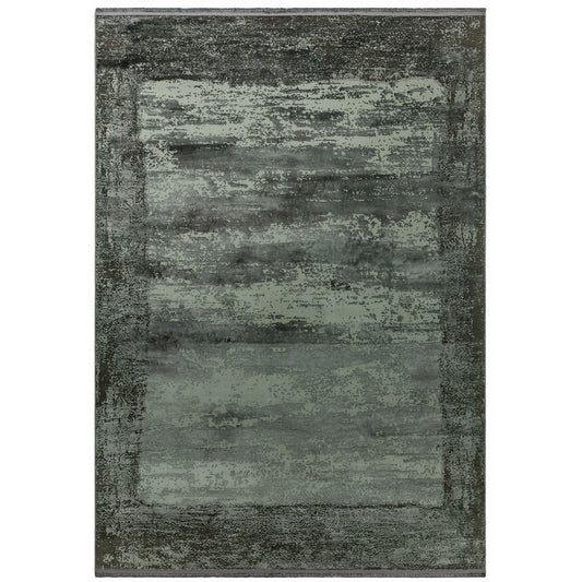 Athera Distressed Border Rugs in AT03 Anthracite Grey