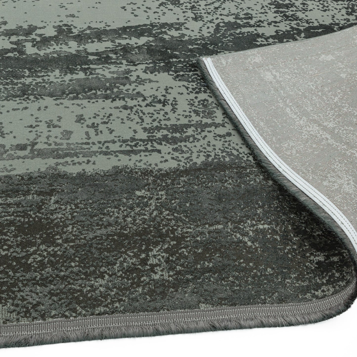 Athera Distressed Border Rugs in AT03 Anthracite Grey