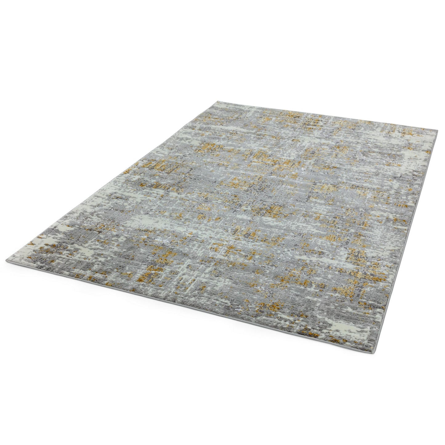 Orion Abstract Metallic Rugs in OR07 Yellow