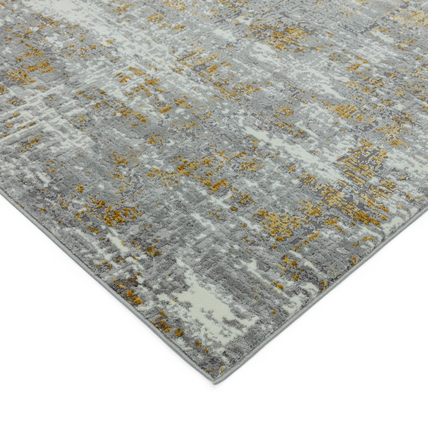 Orion Abstract Metallic Rugs in OR07 Yellow