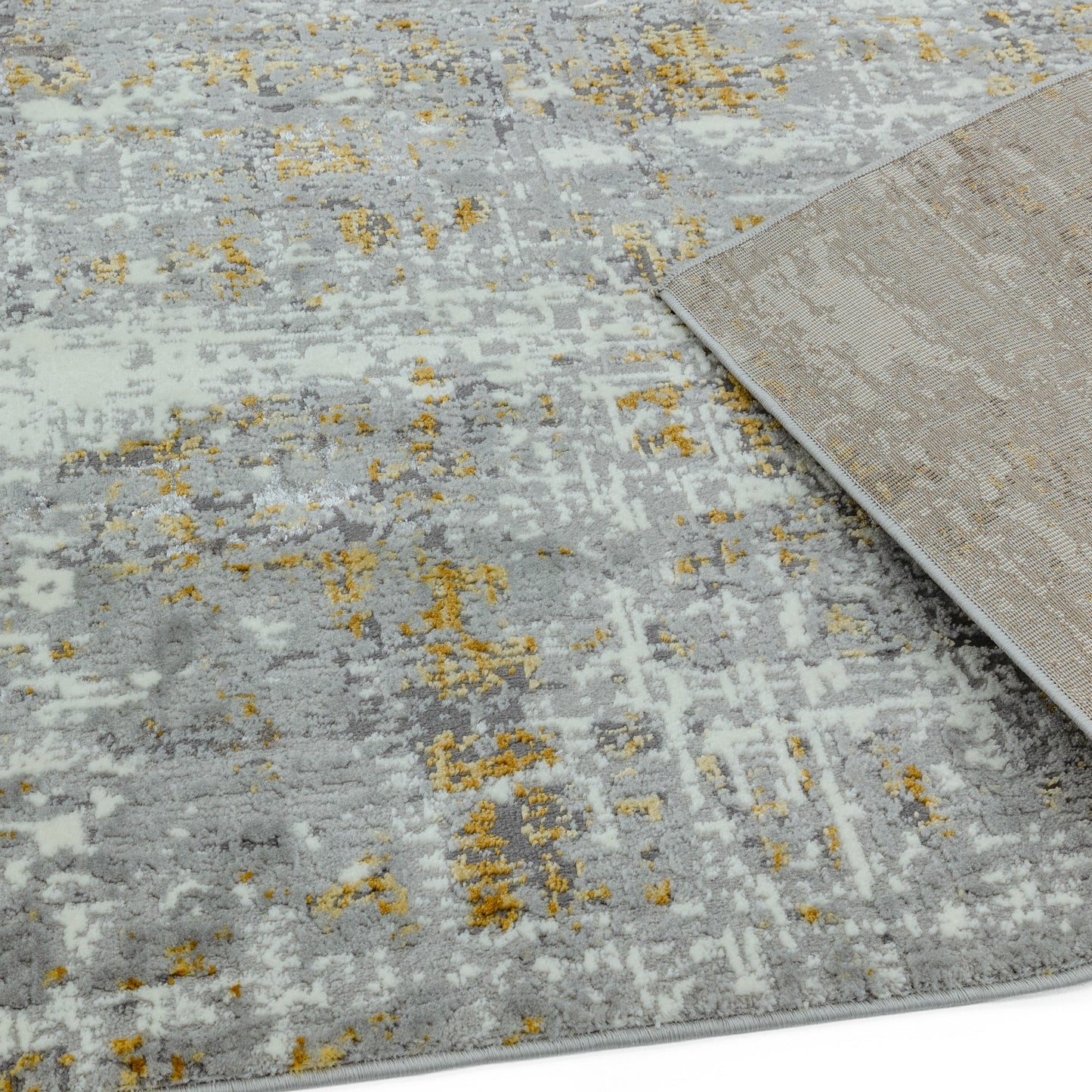 Orion Abstract Metallic Rugs in OR07 Yellow