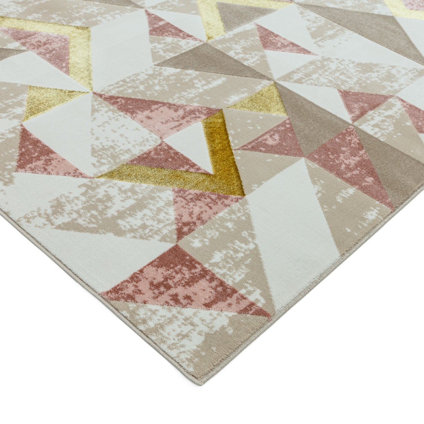 Orion Flag Geometric Metallic Rugs in OR10 Pink