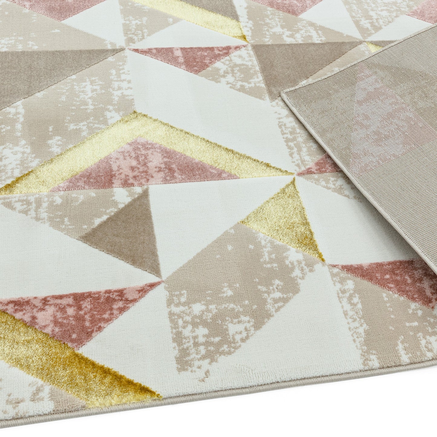 Orion Flag Geometric Metallic Rugs in OR10 Pink