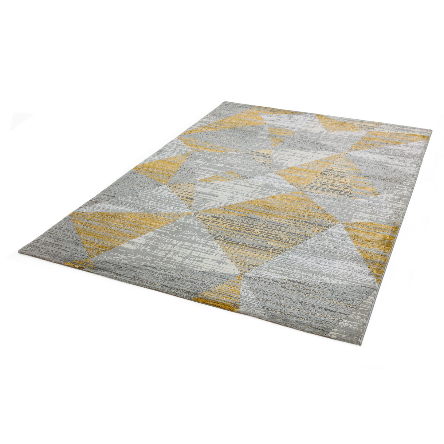 Orion Blocks Geometric Metallic Rugs in OR12 Yellow