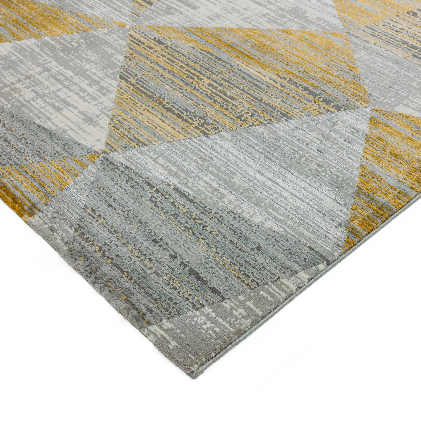 Orion Blocks Geometric Metallic Rugs in OR12 Yellow