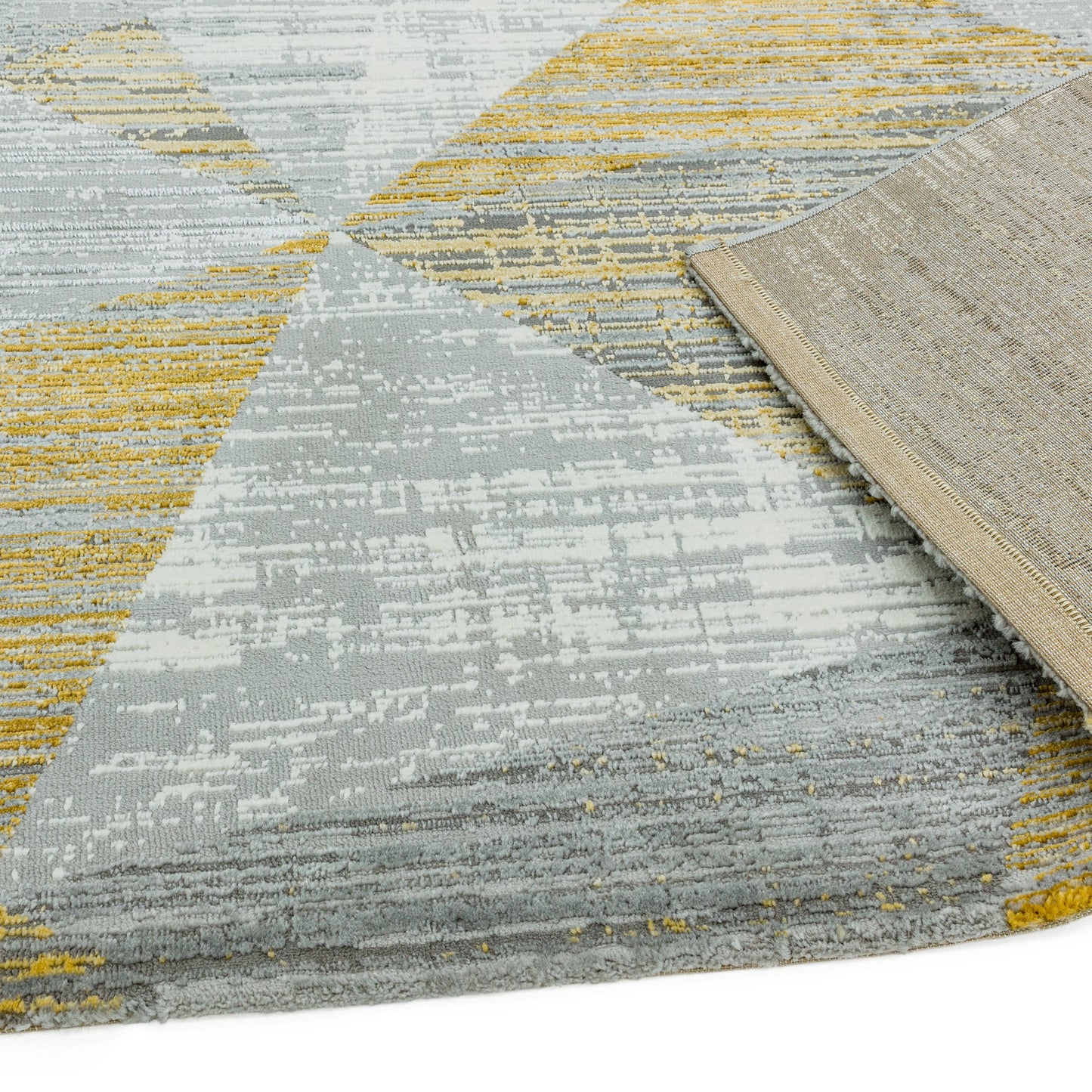 Orion Blocks Geometric Metallic Rugs in OR12 Yellow