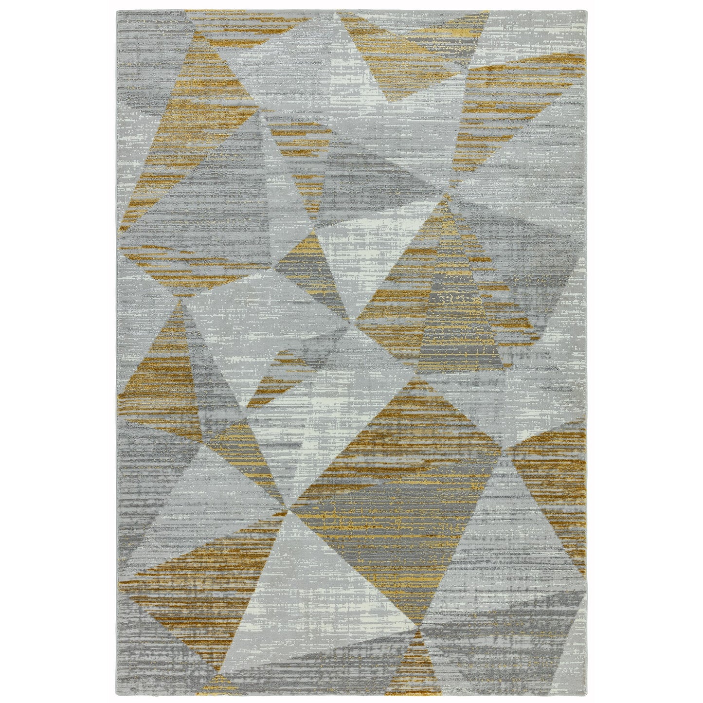 Orion Blocks Geometric Metallic Rugs in OR12 Yellow