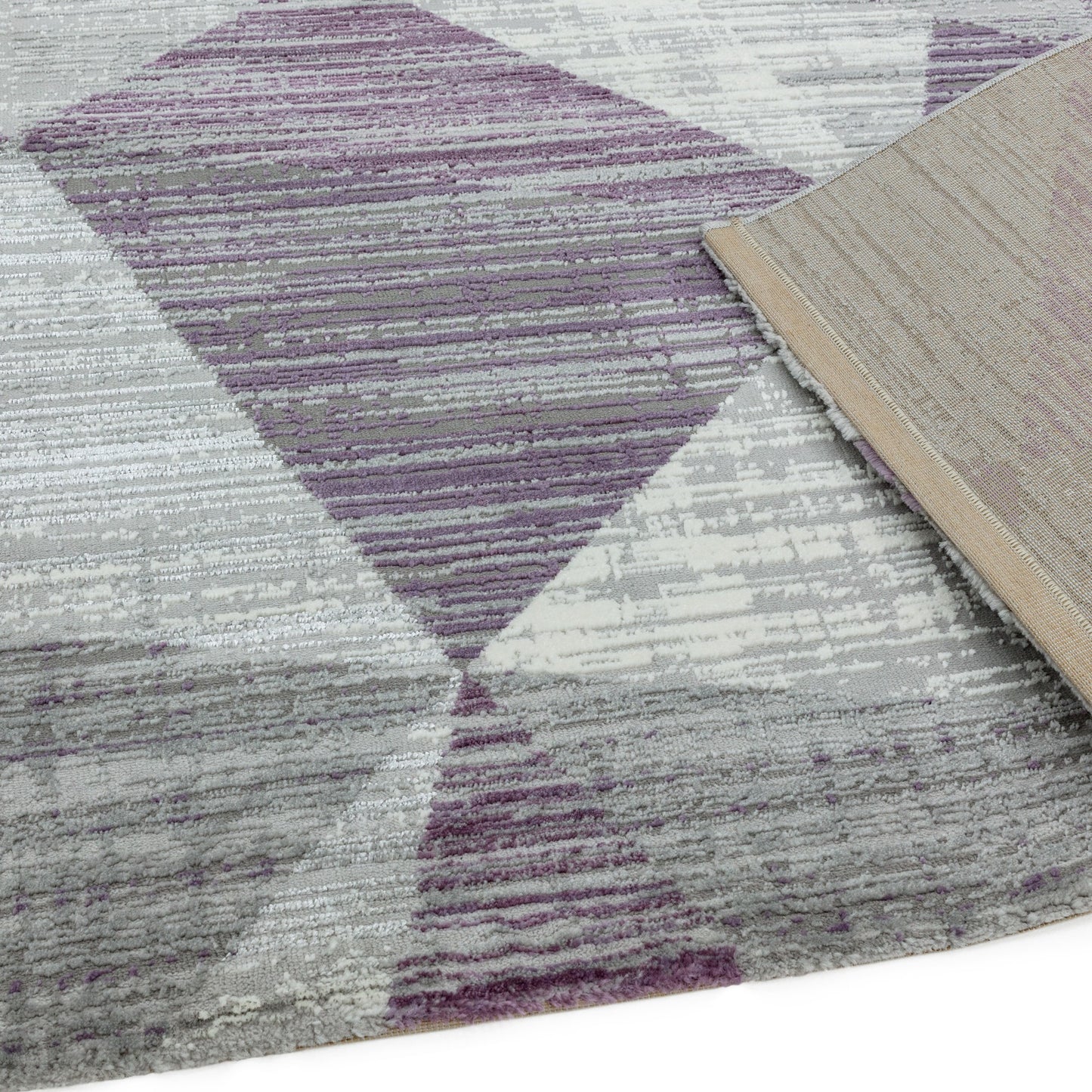 Orion Blocks Geometric Metallic Rugs in OR13 Heather Purple