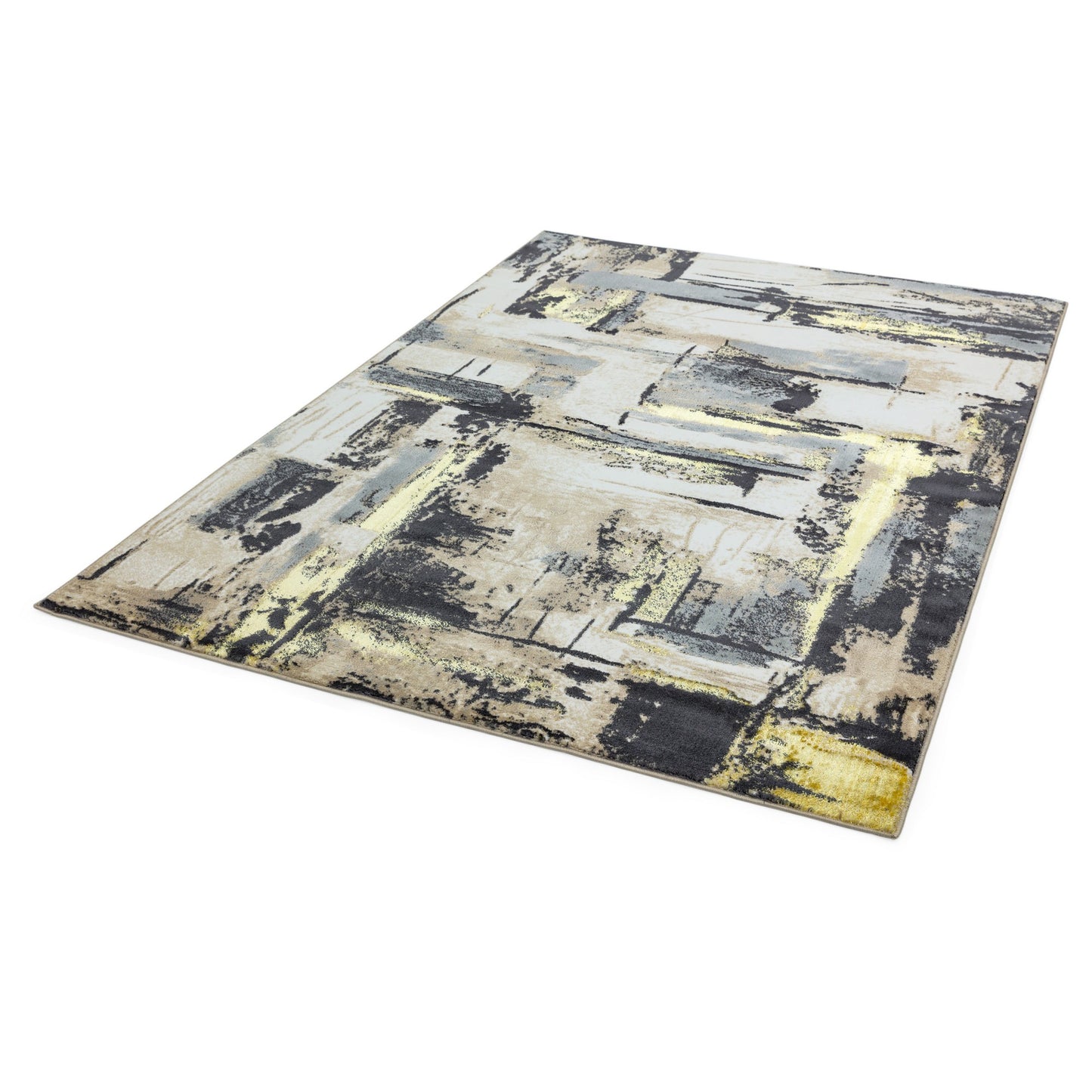 Orion Decor Abstract Metallic Rugs in OR03 Yellow