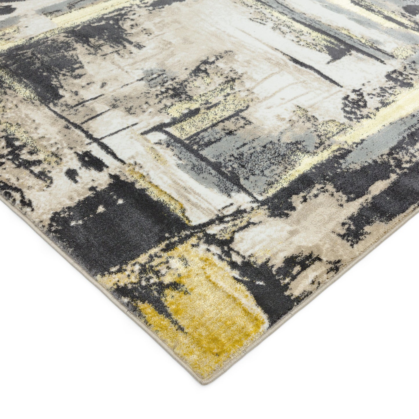 Orion Decor Abstract Metallic Rugs in OR03 Yellow