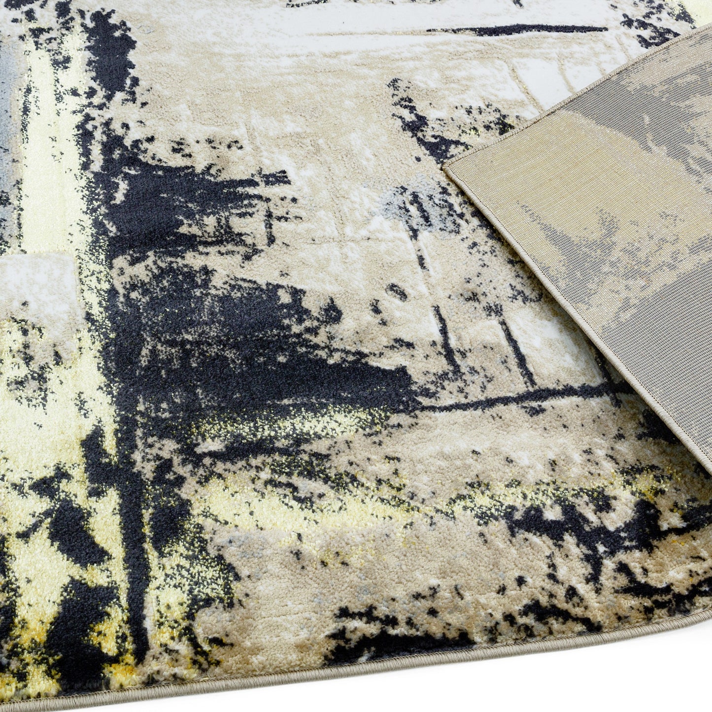 Orion Decor Abstract Metallic Rugs in OR03 Yellow