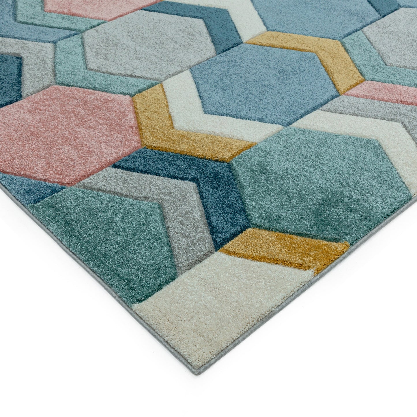 Sketch Hexagon Geometric Rugs in SK10 Pastel Multi