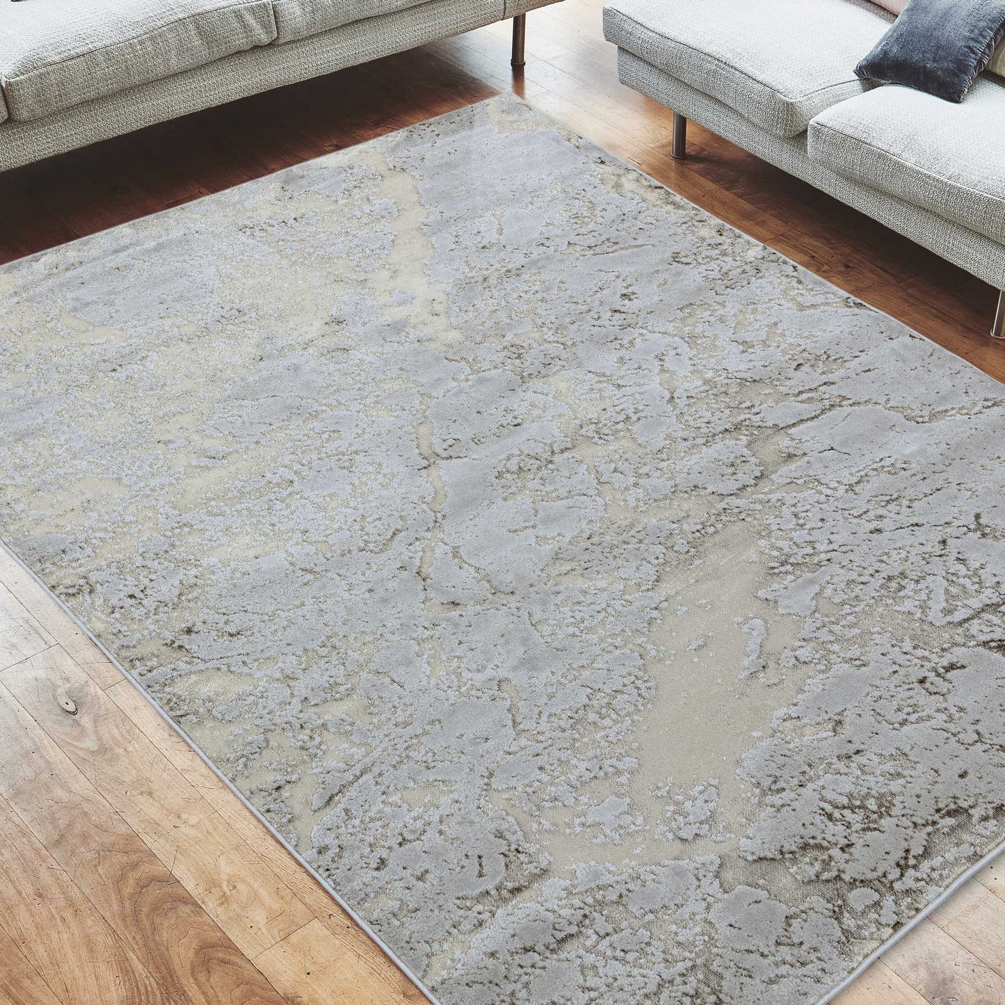 Aurora Strata AU16 Marble Rugs in Metallic Beige Bronze and Grey